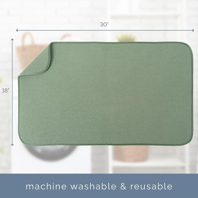 S&T INC. Dish Drying Mat, Sage Green | Absorbent Microfiber, XXL Kitchen - Image 6