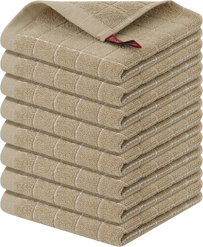 Homaxy 100% Cotton Terry Kitchen Dish Cloths, 8 Pack by Homaxy