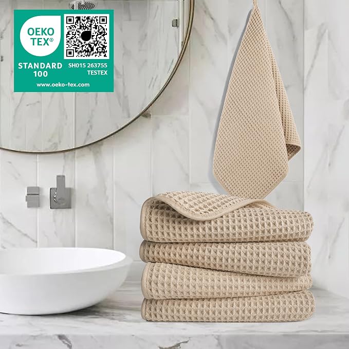 POLYTE 430 GSM Poly Blend Microfiber Quick Dry Waffle Hand Towel, 16x30 in | 4 - Image 2