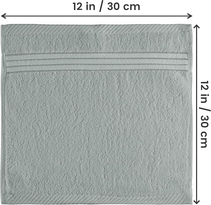 Utopia Towels 12 Pack Premium Wash Cloths, 12x12 in, 100% Cotton, Cool Grey | - Image 2