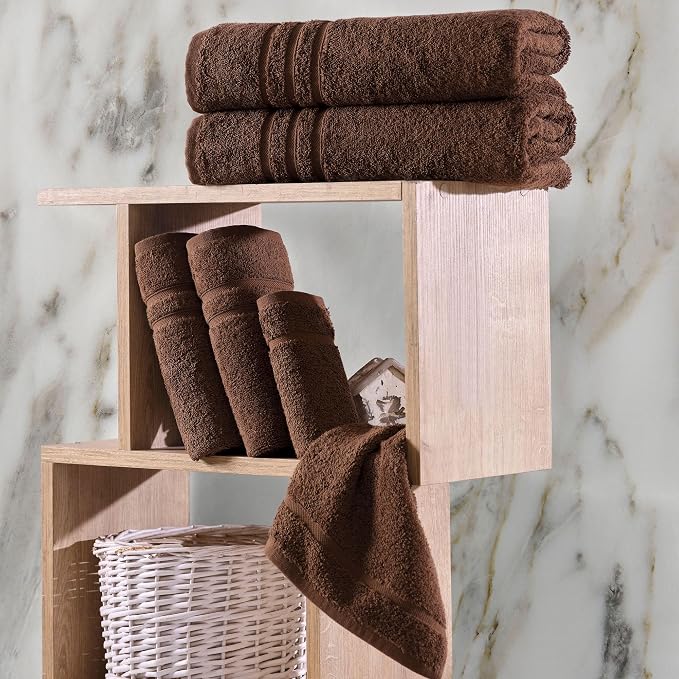 Hawmam Linen Brown 6 Piece Bath Towels Set - Image 5