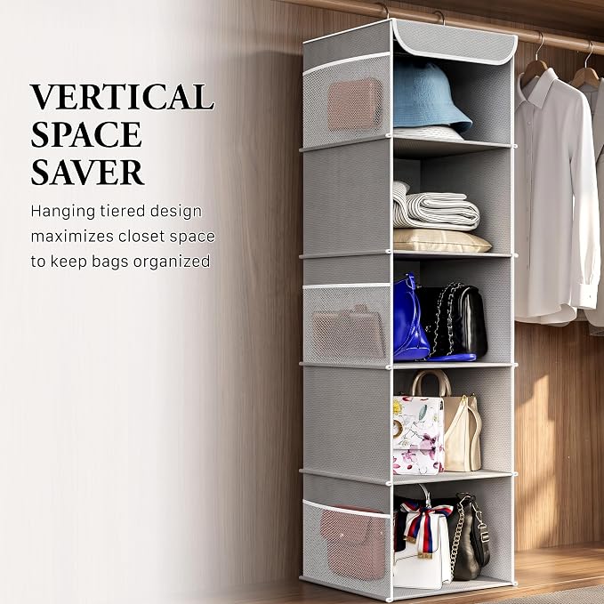 Simple Houseware 5 Shelf Hanging Closet Organizer, Top Support Metal Frame - Image 7