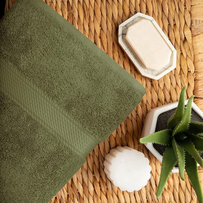 Superior Egyptian Cotton Plush Absorbent, 10 Piece Set, Forest Green | Quick Dry - Image 6
