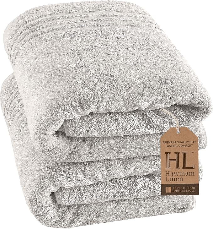 Hawmam Linen Jumbo Large Bath Sheets Towels 2 Pack Soft and Absorbent by HawmamLinen