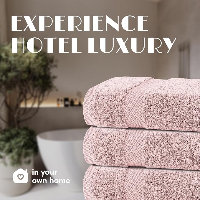 White Classic Pink Bath Towels 27x54 Inch, Cotton Towel Set - Image 7