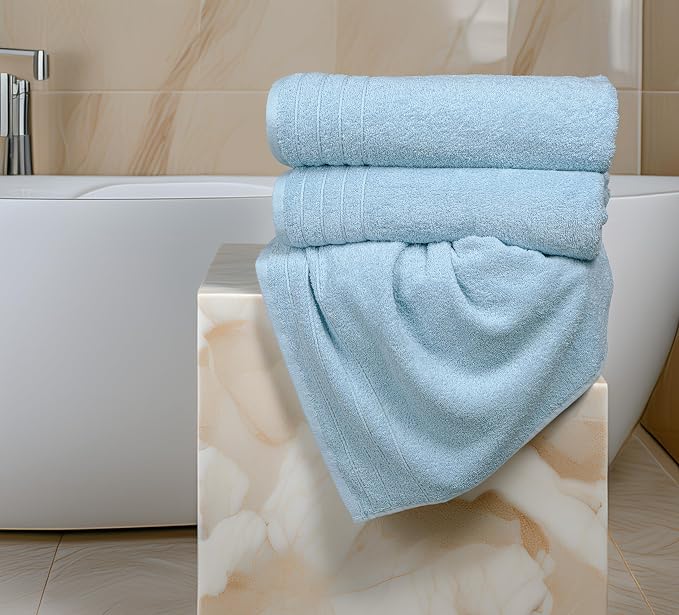 8 Piece Towel Set, 2 XL Bath, 2 Hand, 4 Washcloth, Sky Blue | 100% Cotton - Image 8