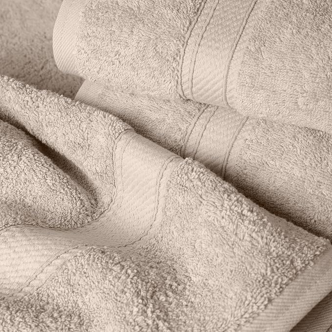 SUPERIOR Egyptian Cotton Ultra Plush & Absorbent, 6 Piece Set, Stone | Quick Dry - Image 3