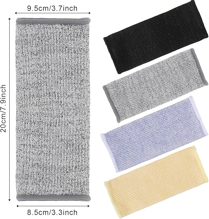 Neer 4 Pair Protective Arm Sleeves for Thin Skin Anti-Cut Burn Resistant Cover Forearm Sleeve for Cooking Construction(Black, Purple, Gray, Beige)