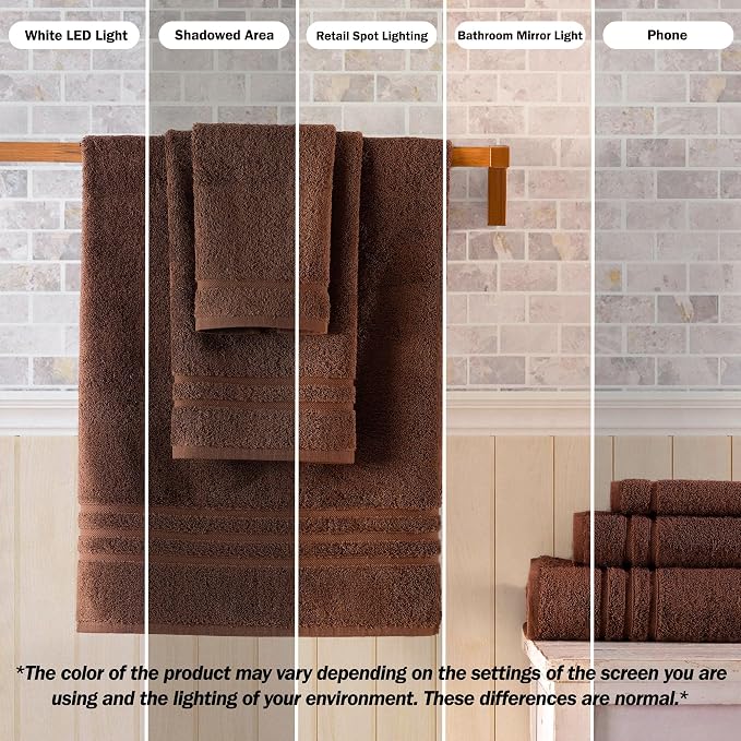 Hawmam Linen Brown 6 Piece Bath Towels Set - Image 3
