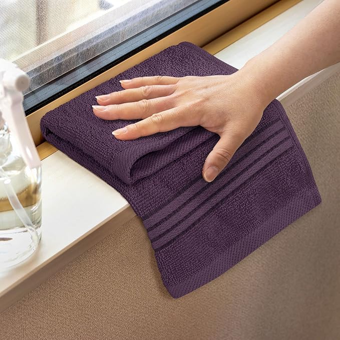 Utopia Towels 12 Pack Premium Wash Cloths, 12x12 in, 100% Cotton, Plum | Highly - Image 3