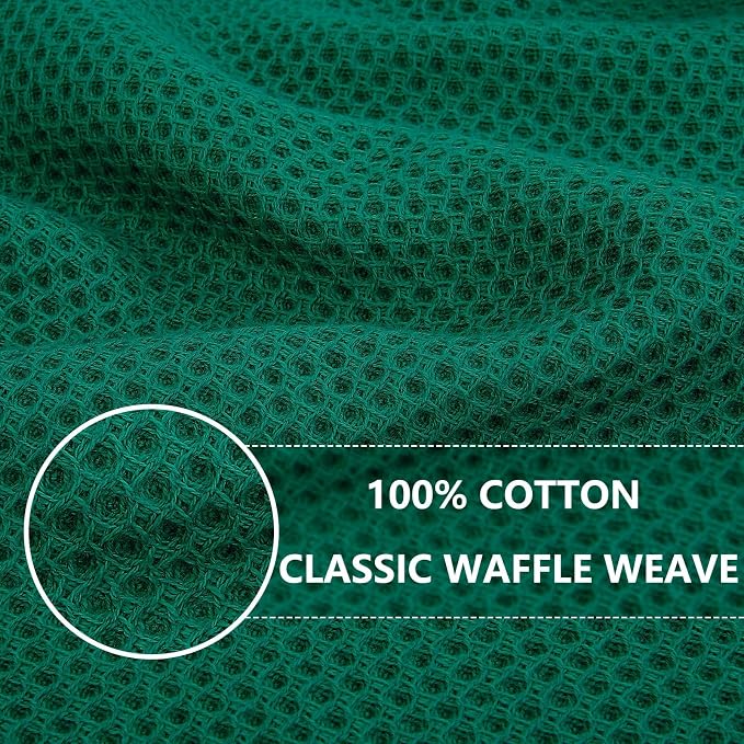 Homaxy 100% Cotton Waffle Weave Kitchen Dish Cloths 24-Pack, Dark Green | 12 x - Image 2