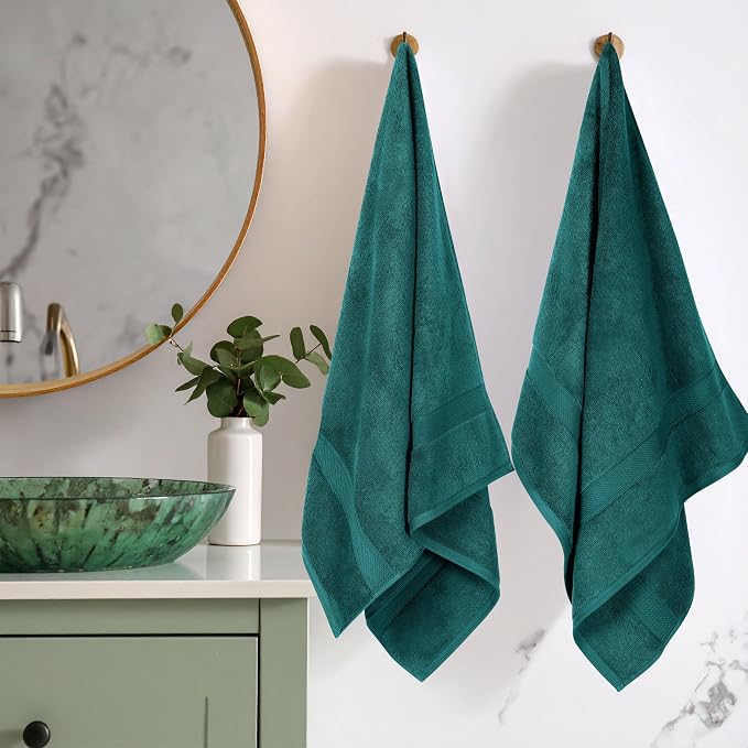SUPERIOR Egyptian Cotton Plush & Absorbent, Bath Towel Set of 2, Teal | Quick - Image 2