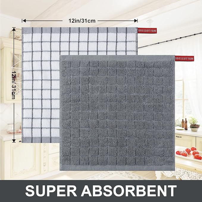 Homaxy Premium Cotton Kitchen Dish Cloths 12"x 12", 6 Pack - Image 5
