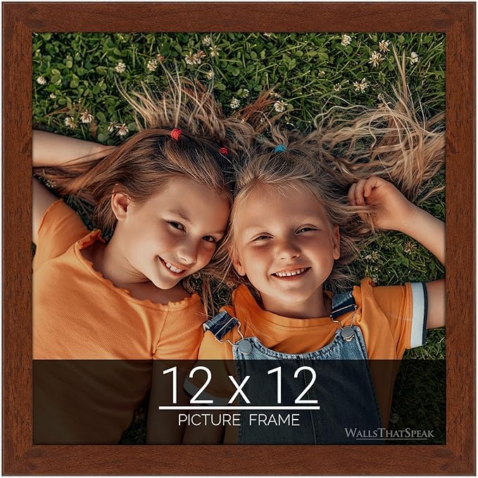 wallsthatspeak 12x12 Dark Walnut Rustic Pine Picture Frame for Puzzles Posters Photos or Artwork
