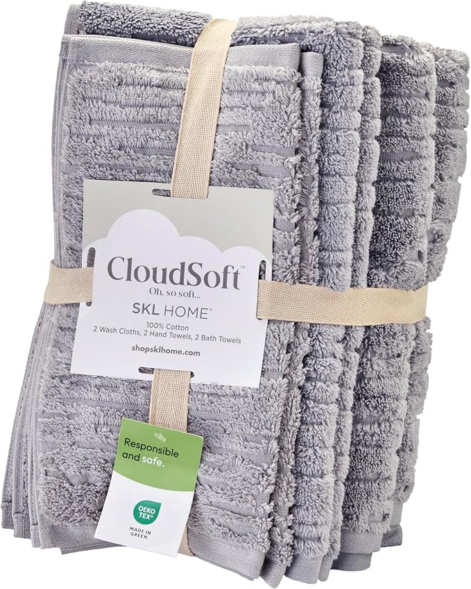 SKL Home CloudSoft Bath Towel Set, 100% Cotton Luxury, 2 hand towels, 2 - Image 7