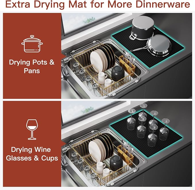 JASIWAY Gold Dish Drying Rack in Sink - Image 3