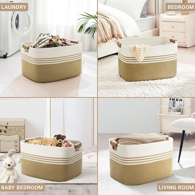 86L Large Woven Laundry Basket Hamper - Image 5