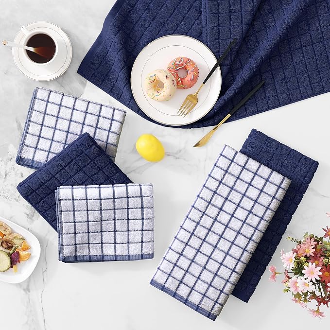 Homaxy Large Premium Cotton Kitchen Towels 16"x 28", 4 Pack, Dusty Blue - Image 9