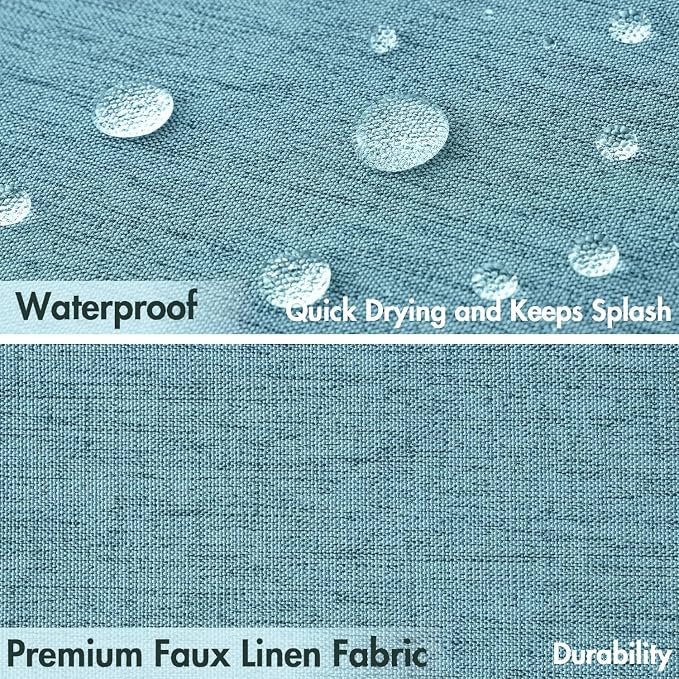 MIULEE 72"x84" Extra Long Scalloped Linen Shower Curtain Teal - Image 4