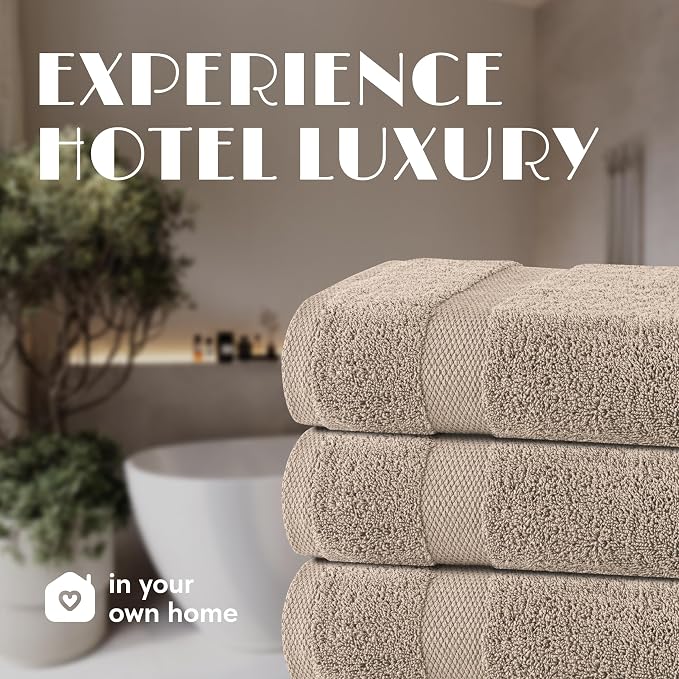 White Classic Wealuxe Taupe Bath Towels 27x54 Inch, Cotton Towel Set - Image 7