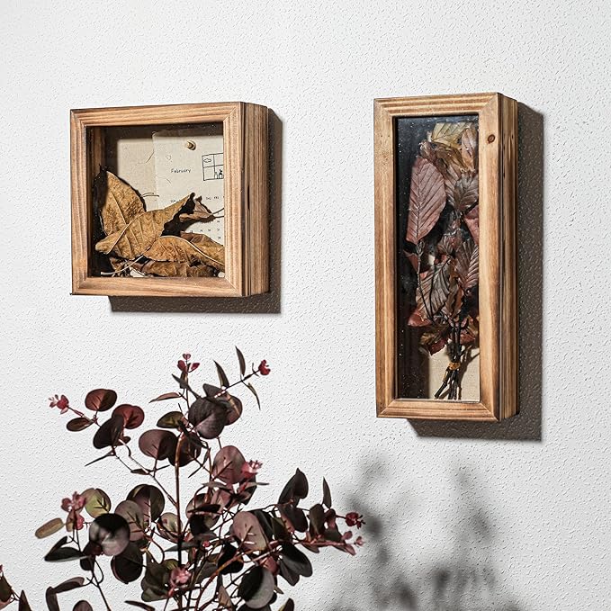 Freezing point Shadow Box Frame 5x12.5 Flower Shadow Box Pin Display Case Cabinet Picture Frame with Linen Back Memorabilia Awards Medals Badge Bouquet Wedding Memory Box for Keepsakes Long