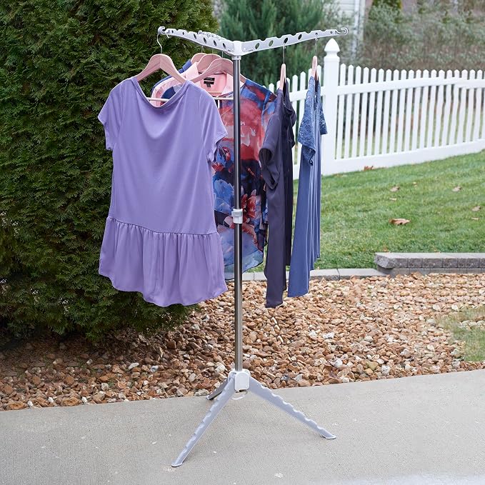 Household Essentials Grey 5006-1 Simple Indoor Tripod Clothes Drying Rack - Image 3