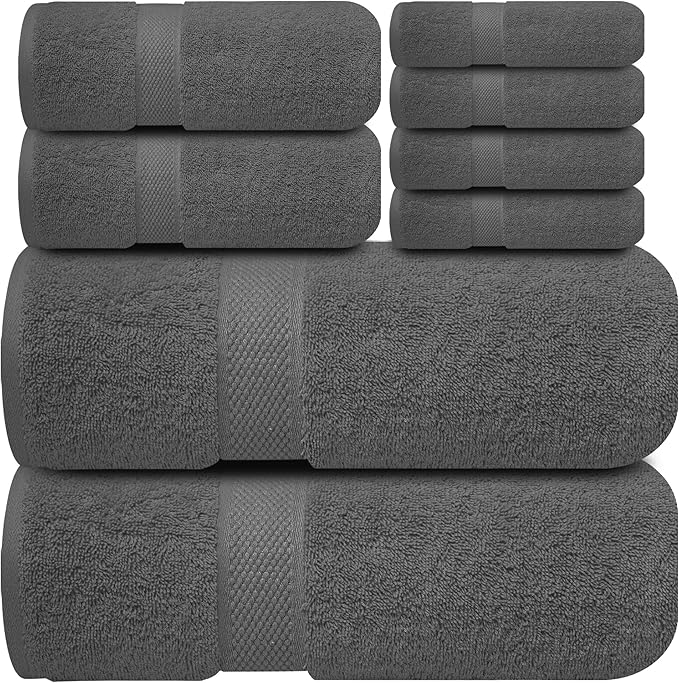 Infinitee Xclusives 100% Cotton Bath Towel Set – 8 Piece Bathroom Towel Set | – by InfiniteeXclusives