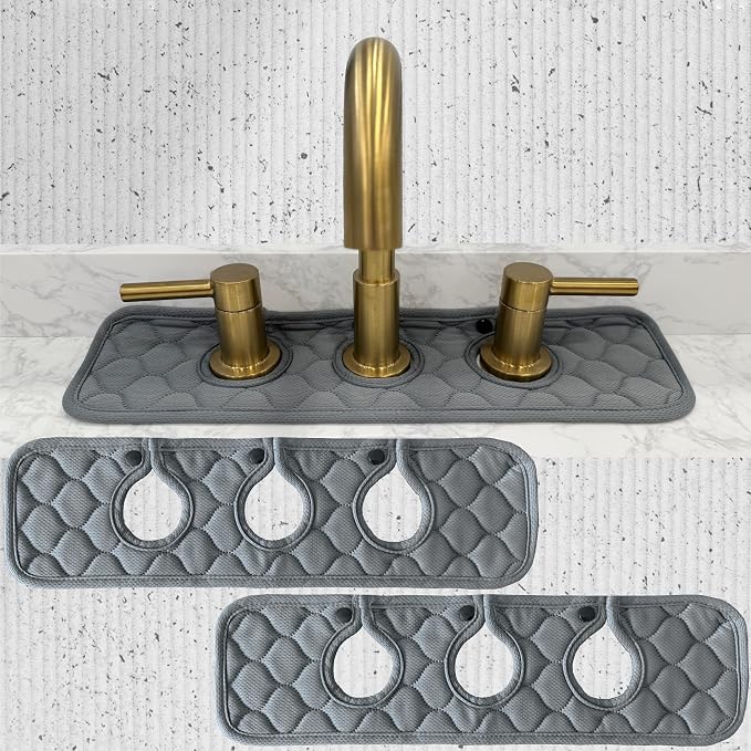 Bathroom Sink Splash Guard 3-Round-Hole : AHA HOMEWARE, Faucet Mat by AHAHOMEWARE