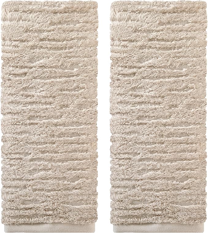 SKL Home CloudSoft Hand Towel Set, 100% Cotton Luxury, Oatmeal | Premium by SKLHomebySaturdayKnightLtd