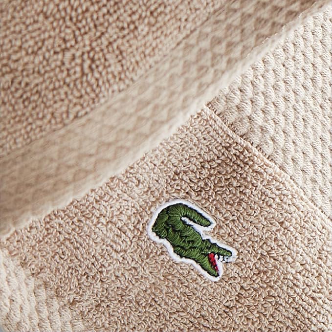 Lacoste Heritage 100% Supima Cotton Bath Towel 30" x 54", Sand | Highly - Image 3