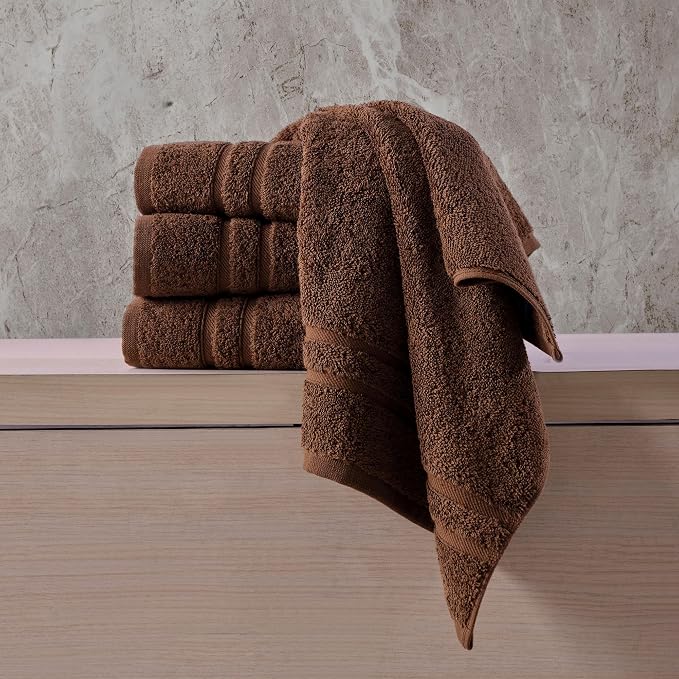 Hawmam Linen Brown Hand Towels 4 Pack Turkish Cotton Premium Quality Soft and - Image 4