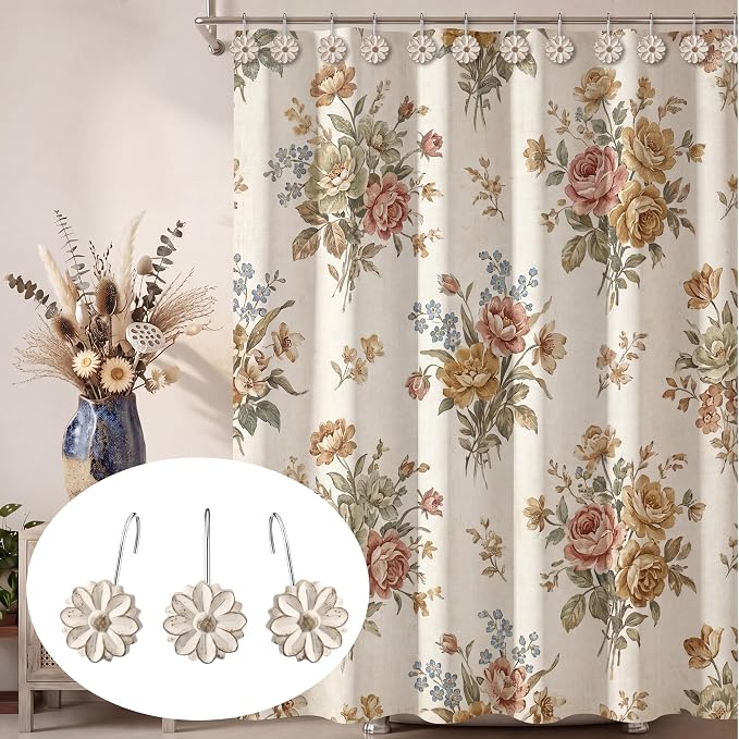BreezeHug 12 Pcs Boho Shower Curtain Hooks Decorative Shower Curtain Hanger - Image 6