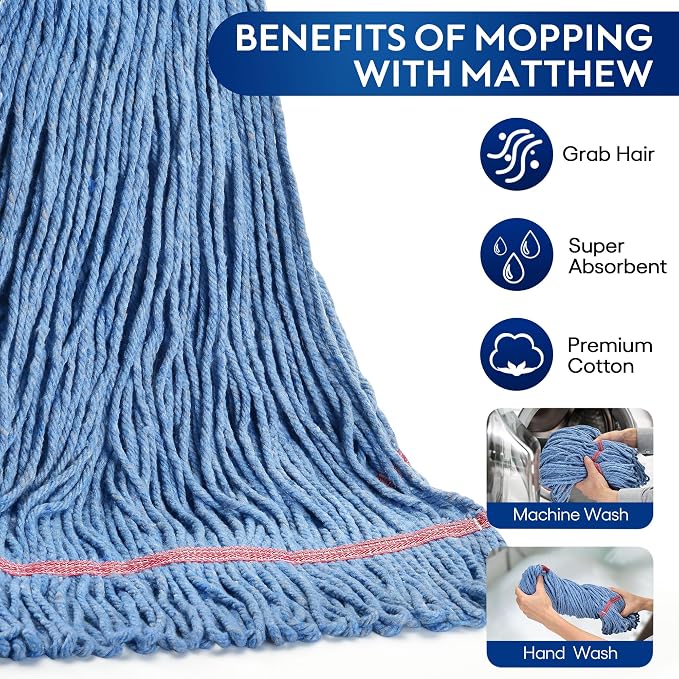 Matthew Cleaning 20oz Heavy Duty Mop Head Commercial Replacement - Image 2