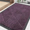 Smiry Front Door Mat Outside Entrance, Heavy Duty Sturdy Natural Rubber Doormat, Trap Dirt and Moisture, Easy Clean Low Profile Mats for Indoor Outdoor Entry, Irregular Triangle (29.5x17, Purple)