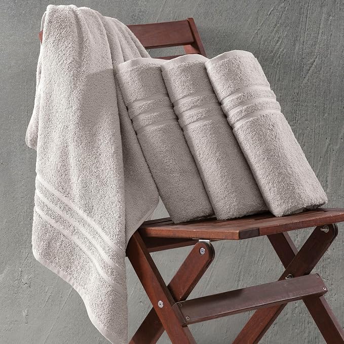Hawmam Linen Ice Silver Bath Towels 4 Pack Soft and Absorbent - Image 2