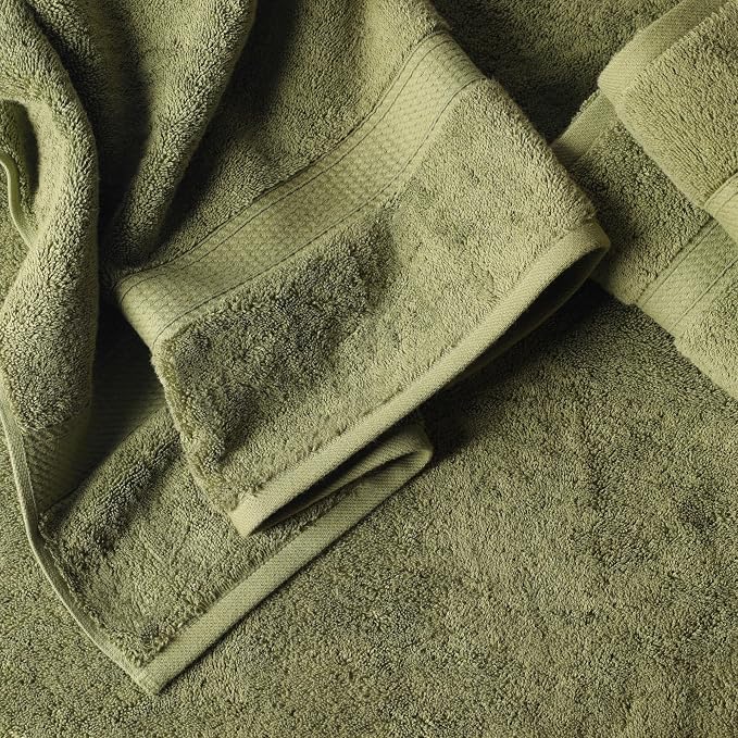 Superior Egyptian Cotton Plush Absorbent, Bath Towel Set of 4, Forest Green | - Image 3