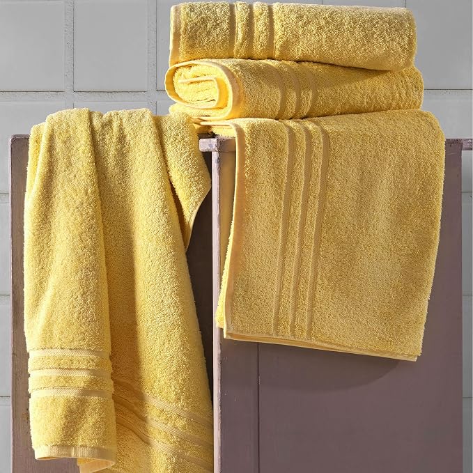 Hawmam Linen Yellow Bath Towels 4 Pack Soft and Absorbent - Image 6
