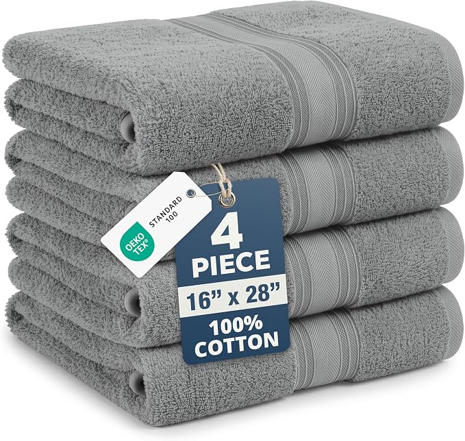 LANE LINEN Hand Towels 100% Cotton 4 Pack Soft Absorbent 16x28 by LaneLinen