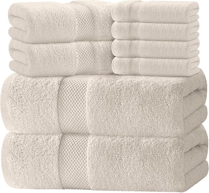 White Classic Luxury Bath Towel Set of 8 Pieces by WhiteClassic