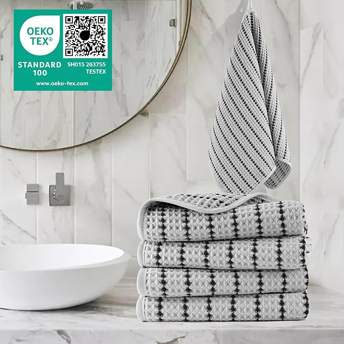 POLYTE 430 GSM Poly Blend Microfiber Quick Dry Waffle Hand Towel, 16x30 in | 4 - Image 2