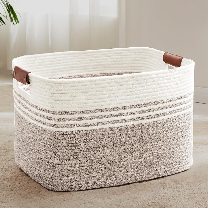 86L Large Woven Laundry Basket Hamper by SunNewt