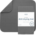 S&T INC. Dish Drying Mat, 2 Pack, Charcoal Grey | Absorbent Microfiber by STINC