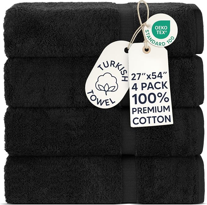 Chakir Turkish Linens 100% Cotton 4-Pack Bath Towels 27x54, Oeko-Tex Certified by ChakirTurkishLinens
