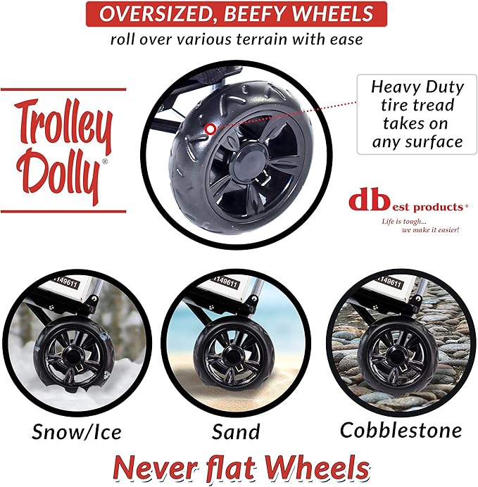 dbest products Trolley Dolly Black Foldable Shopping cart for Groceries with Wheels and Removable Bag and Rolling Personal Handtruck Standard