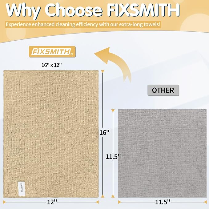 FIXSMITH Beige Microfiber Cleaning Cloth -Pack of 8, Highly Absorbent Cleaning - Image 2