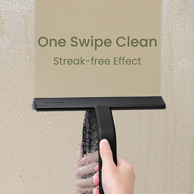 JustHang Shower Squeegee with Built-in Hook, 10-Inch Black | Award-Winning - Image 2