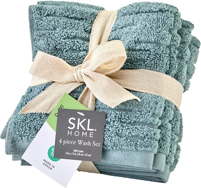 SKL Home CloudSoft Washcloth Set, 100% Cotton Luxury, Teal | Premium spa-level by SKLHomebySaturdayKnightLtd