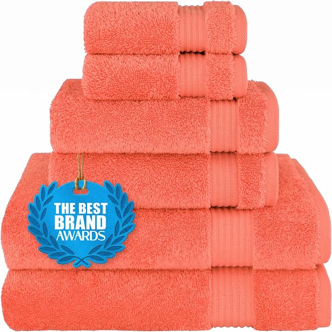 Cotton Paradise 6 Piece Towel Set, 100% Cotton Soft Absorbent Turkish Towels by UNITEDHOMETEXTILE