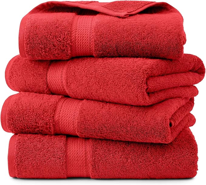 Superior Egyptian Cotton Plush & Absorbent, Bath Towel Set of 4, Soft Luxury by SUPERIOR