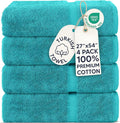 Chakir Turkish Linens 100% Cotton 4-Pack Bath Towels 27x54, Aqua | Premium by ChakirTurkishLinens